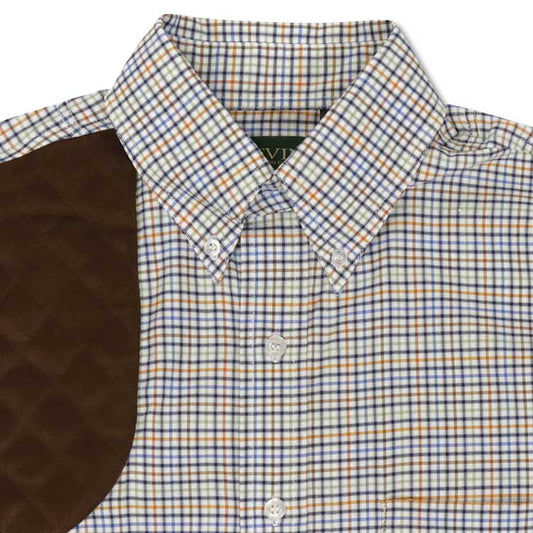 Kevin's Performance Tattersall Right Hand Long Sleeve Shooting Shirt-Men's Clothing-ORANGE-BLUE-S-Kevin's Fine Outdoor Gear & Apparel