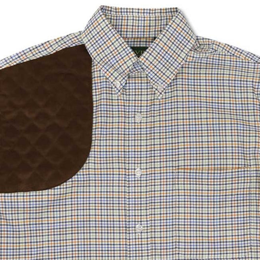 Kevin's Short Sleeve Orange Blue Tattersall Right Hand Shooting Shirt-MENS CLOTHING-Kevin's Fine Outdoor Gear & Apparel