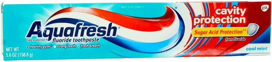 Aquafresh Cavity Protection Fluoride Toothpaste, Cool Mint, for healthy gums, strong teeth & fresh breath, 5.6 ounce (Pack of 5)