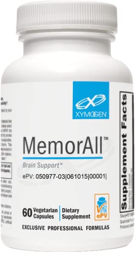 XYMOGEN MemorAll - Brain Support Supplement - Vitamins + Botanicals That Support Cognitive Function and Healthy Memory - Folate, Ginkgo, NAC, Phosphatidylserine, B12, B6, Huperzine A (60 Capsules)