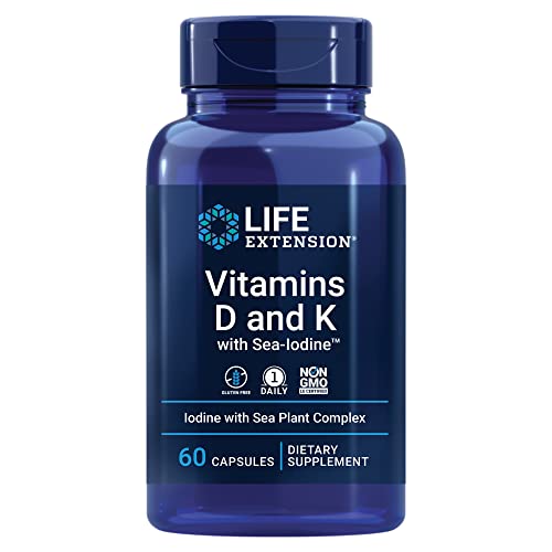 Life Extension Vitamins D and K with Sea-Iodine 60 Capsules