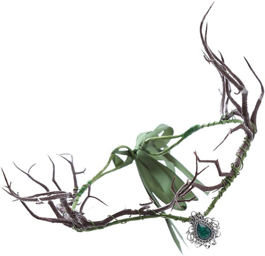 Vaguelly Woodland Antler Crown Forest Elf Crown Fairy Headband Circlet for Women Girls Renaissance Halloween Cosplay Wedding Accessory