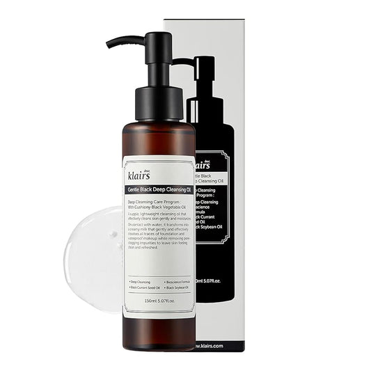 DearKlairs] Gentle Black Deep Cleansing Oil, Makeup Cleansing Oil Cleanser, 150ml, 5.07oz, Daily Face Wash Remover, No Clogging Pores, Hydrating, K Beauty, All skin types