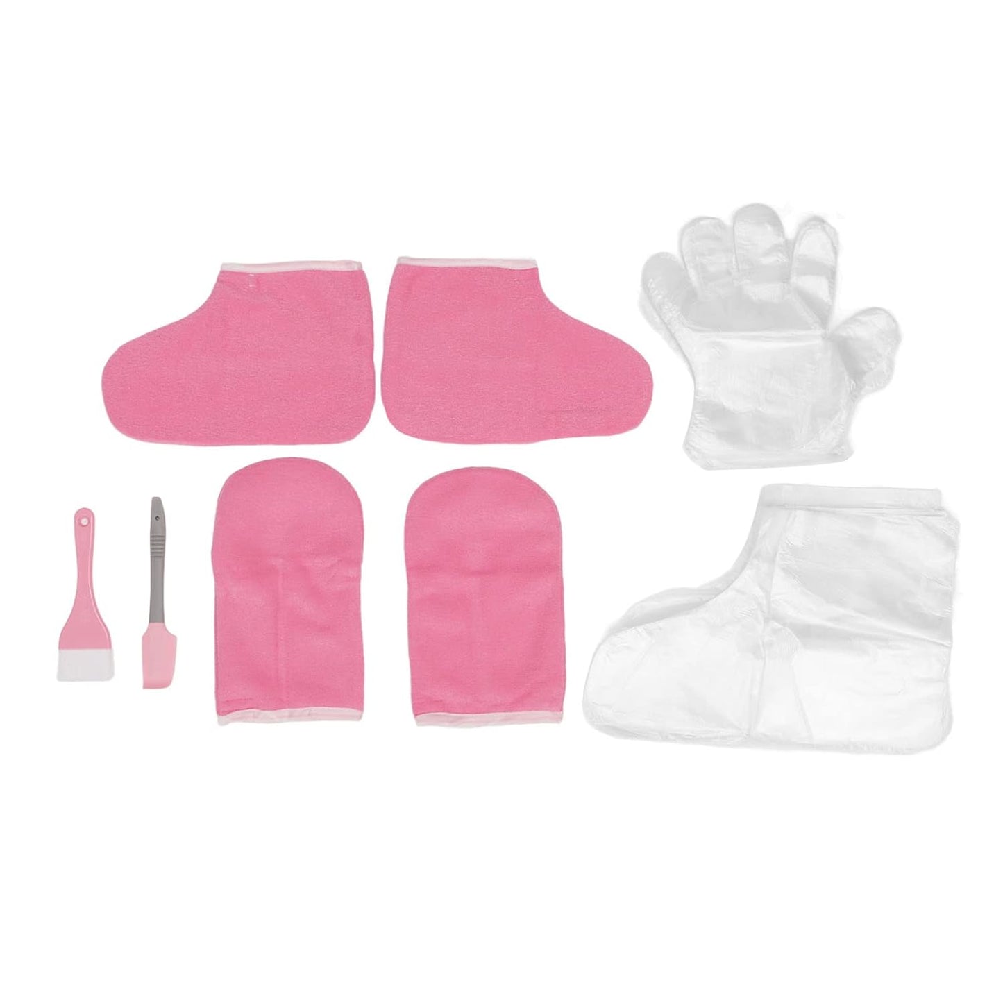 Paraffin Wax Bath Glove and Bootie, Wax Hand Foot Liners Paraffin Pink Flannel Keep Warm, Disposable Gloves Foot Cover with Adjustable Design