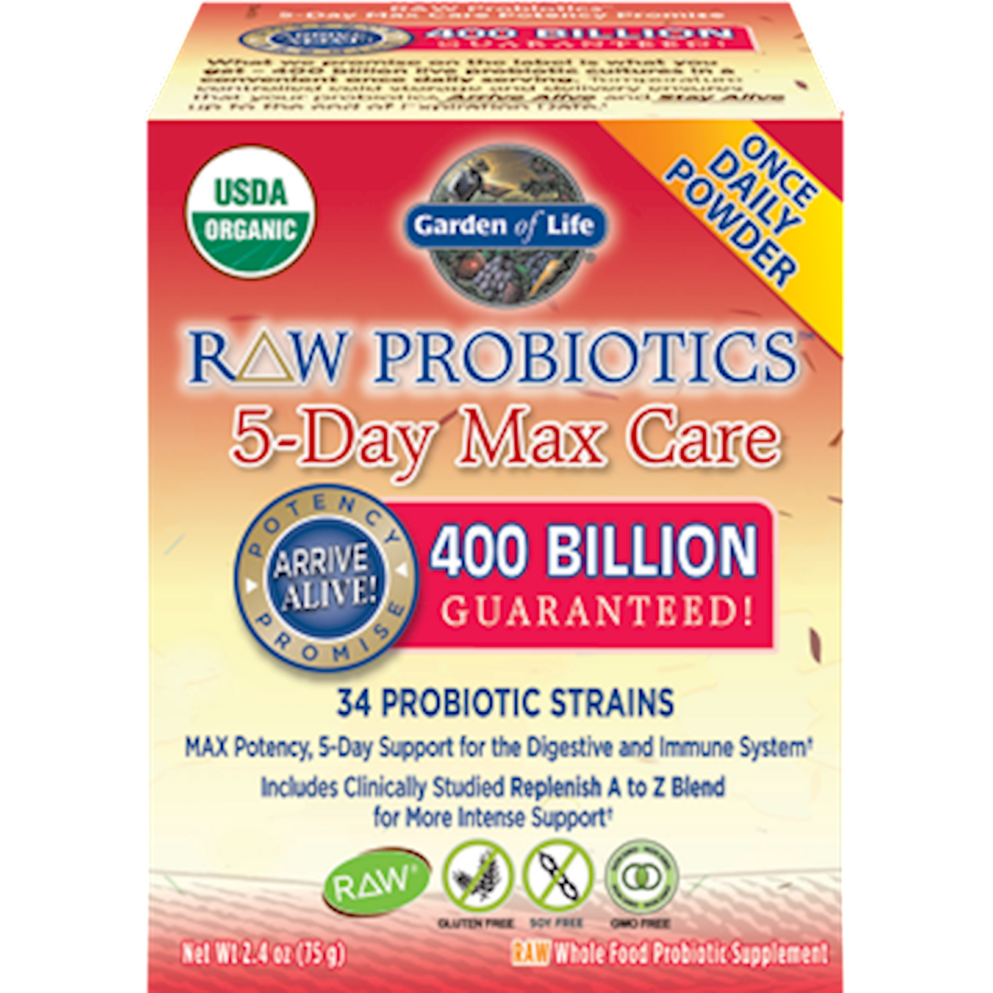 Garden of Life RAW Probiotics 5 Day Max Care 2.4 oz