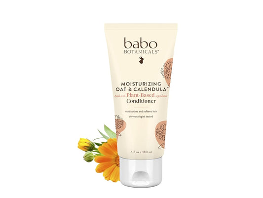 Babo Botanicals Moisturizing Oat & Calendula Conditioner - Silicone-Free - For Dry or Sensitive Skin - For all ages - Vegan - Lightly Scented