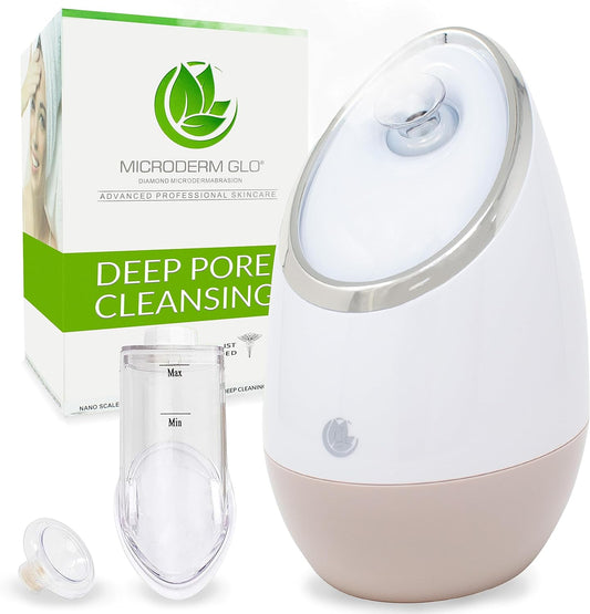 Facial Steamer SPA+ by Microderm GLO - Best Professional Nano Ionic Warm Mist, Home Face Sauna, Portable Humidifier Machine, Deep Clean & Tighten Skin, Daily Hydration for Maximum Serum Absorption