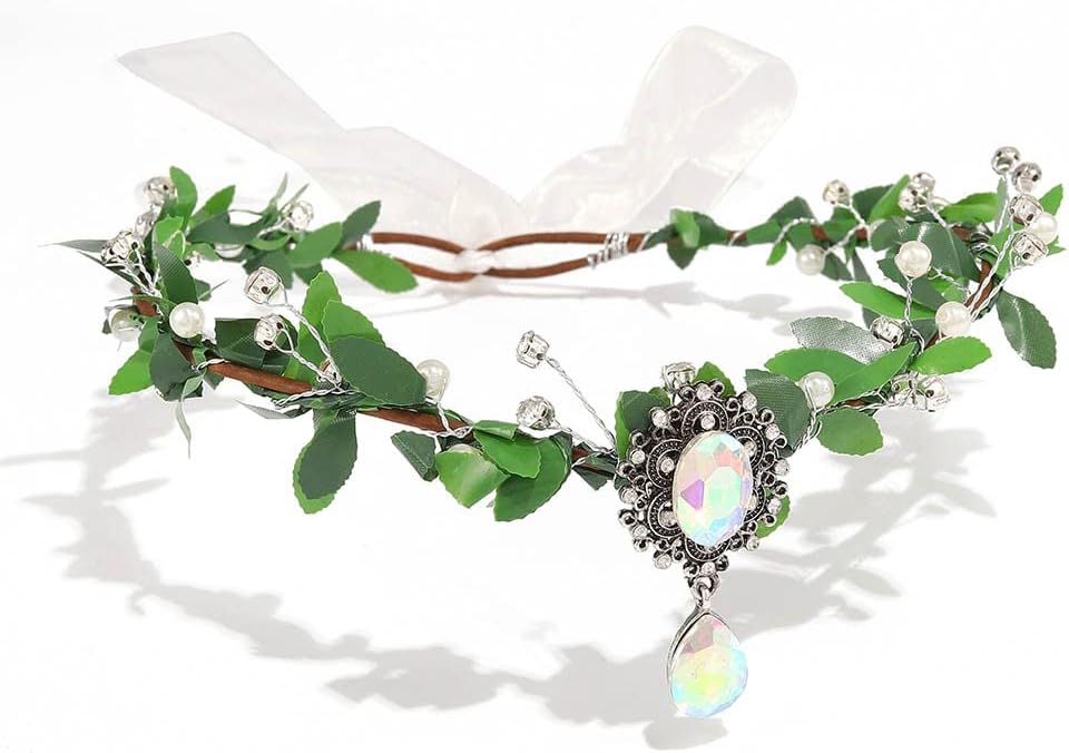 CAKURE Fairy Headband Crown Elf Headpiece Elven Queen Tiara Cosplay Halloween Costume Headwear Renaissance Hair Accessories