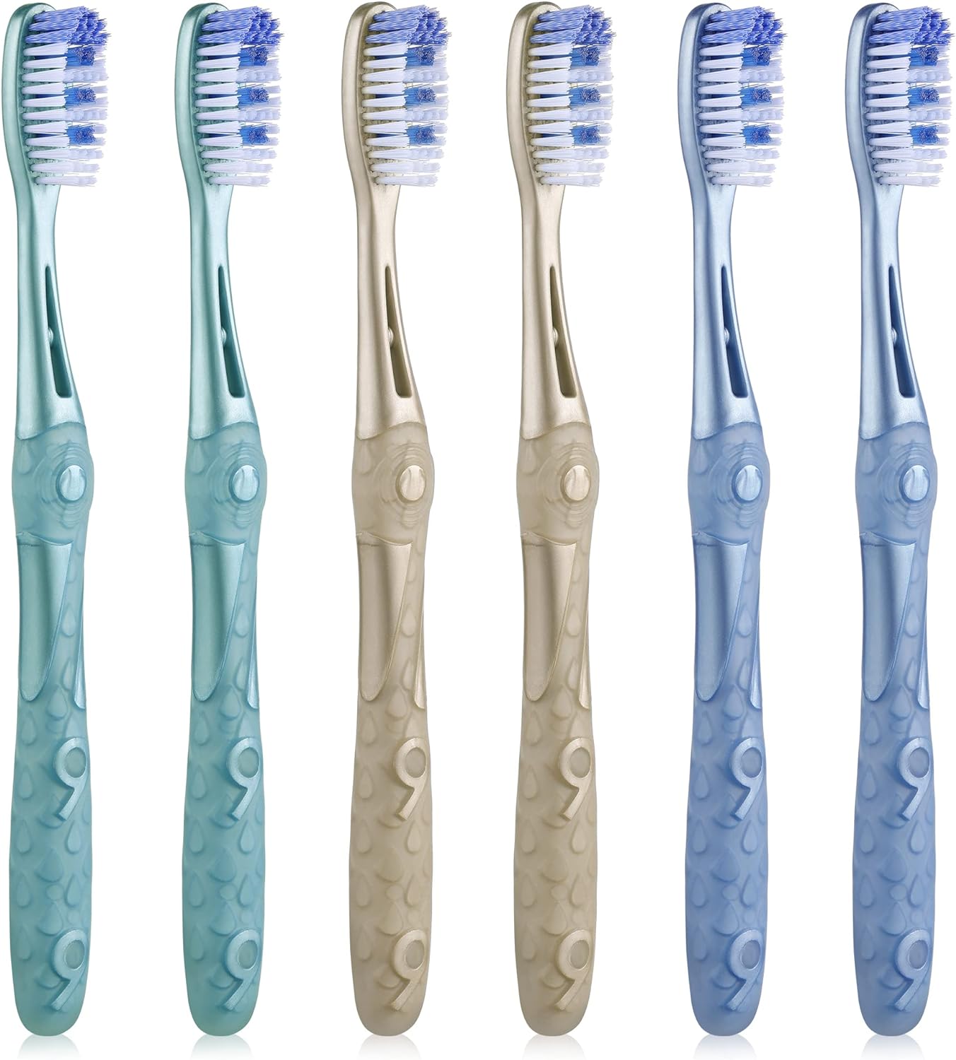 Oralphi Smiling Guardian Toothbrush - Medium Bristles for Adults, 6 Count