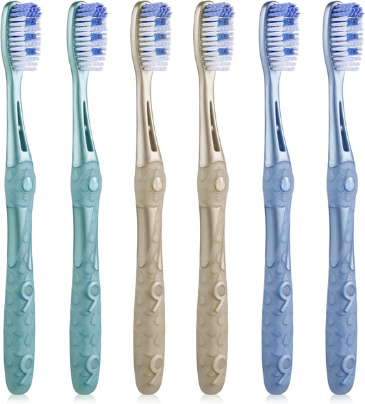 Oralphi Smiling Guardian Toothbrush - Medium Bristles for Adults, 6 Count
