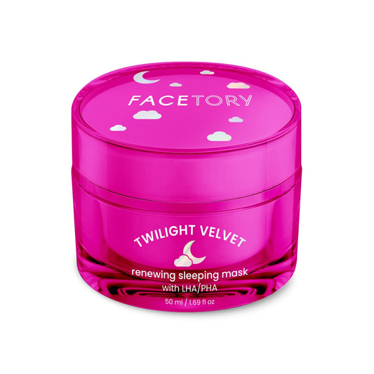 FACETORY Twilight Velvet Renewing Sleeping Mask with LHA/AHA- Hydrates and Refines, Smooth Skin, Overnight Face Mask, Cruelty Free, No Fragrance, 50ml/ 1.69 oz