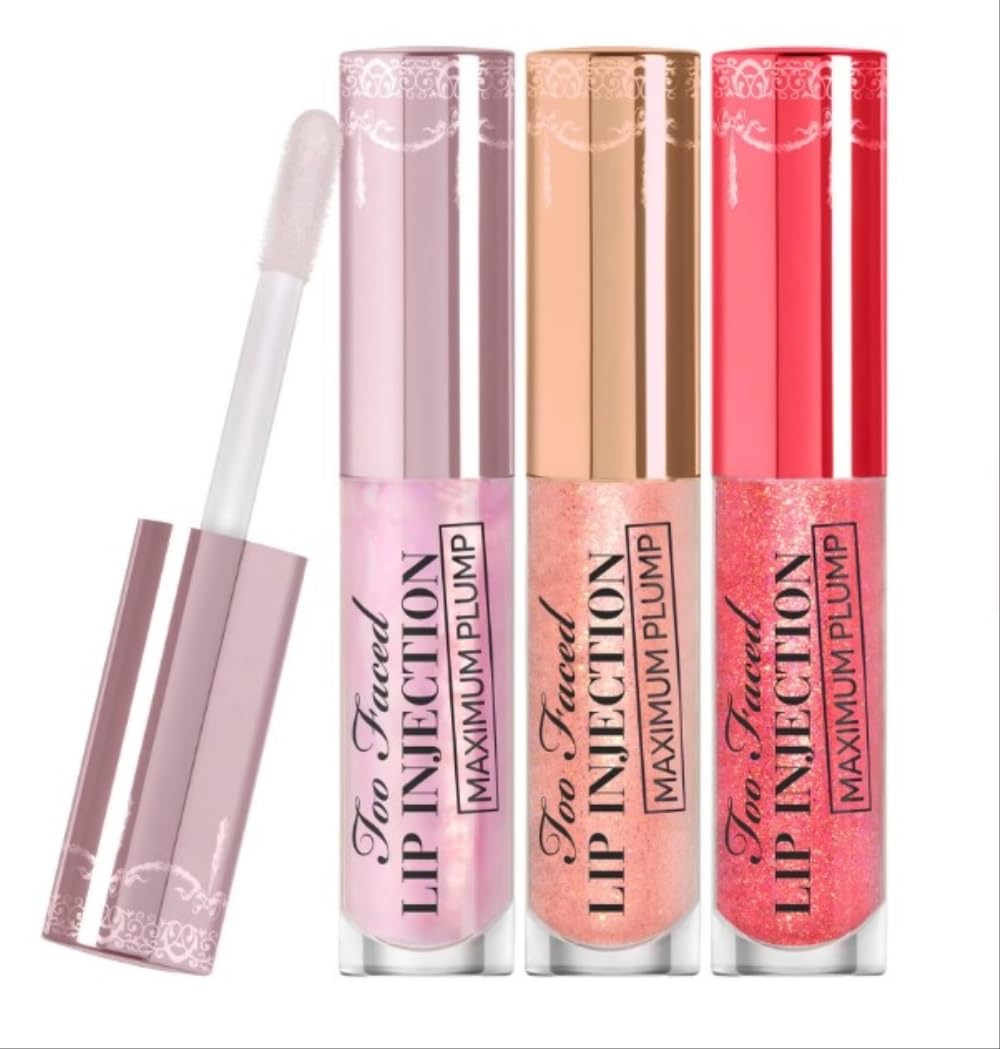 Too Faced Plump & Pretty Kisses: Travel Size Lip Plumper Gloss Trio Set XMAS'23