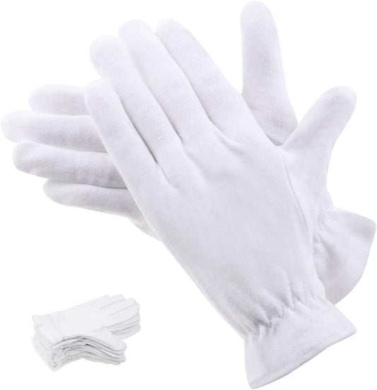 100 Percent Cotton Gloves for Dry Hands Eczema, Selizo 10 Pairs White Cotton Gloves for Women Dry Hands Moisturizing Cosmetic Sensitive Irritated Skin Spa