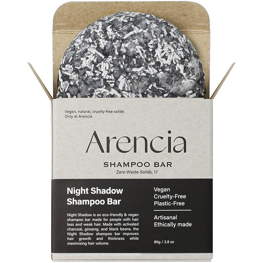 ARENCIA Night Shadow Biotin Shampoo Bar for Regrowth & Hair loss, Darkening, Gray Hair | Strengthening & Volumizing | Normal to Oily Hair | Vegan, Natural, pH balanced, Sulfate free