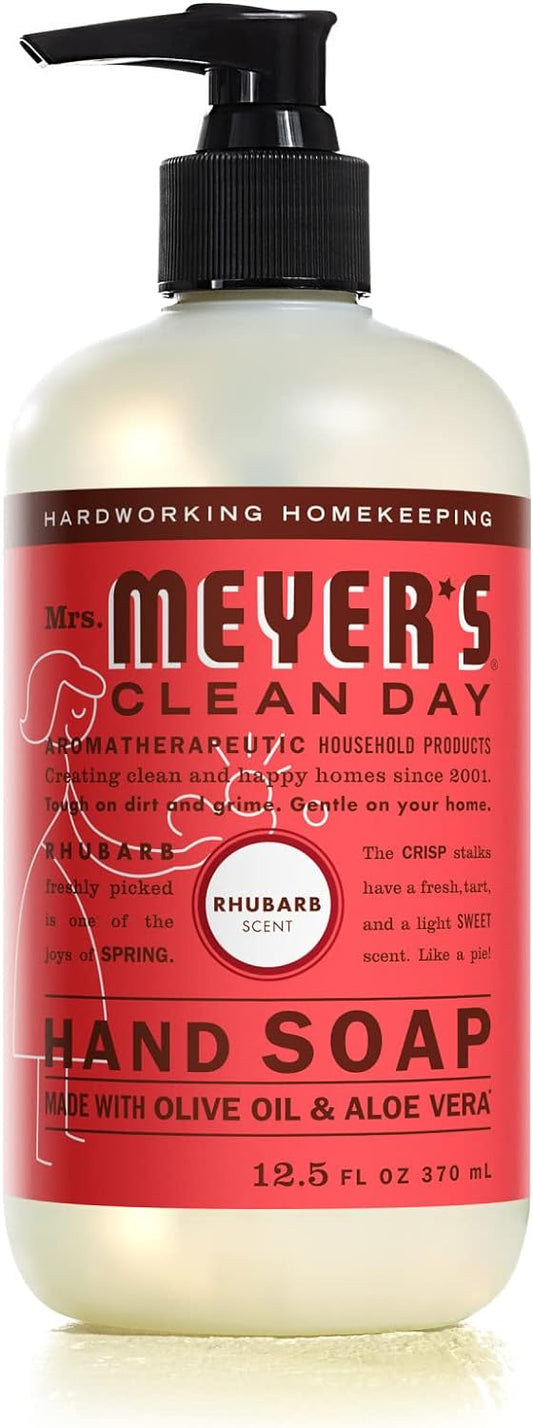 MRS. MEYER'S CLEAN DAY Hand Soap, Made with Essential Oils, Biodegradable Formula, Rhubarb, 12.5 fl. oz
