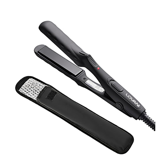 Mini Portable Flat Iron Tourmaline Ceramic Dual Voltage Travel Iron for Worldwide Use LED Indicator LOVANI Hair Straightener (Black)