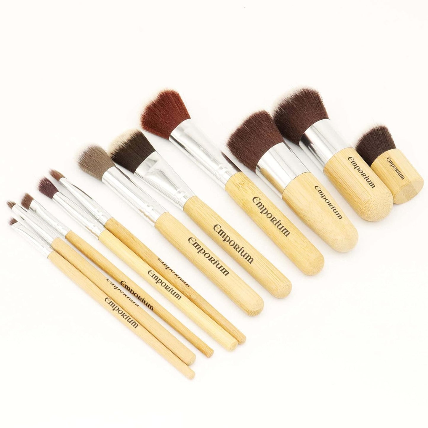 Emporium Makeup Brush Set 11 PCS, Foundation Powder Brushes, Concealer Brushes, Eye lining Brushes, Brown, with Bag