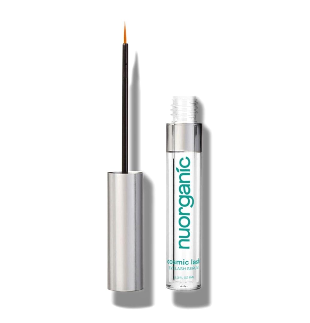 nuorganic Lash Growth Serum - Thicker + Longer + Stronger Eye Lashes in 30 Days - Natural + Vegan + Cruelty Free - As Seen on Tiktok! Extra Large Bottle + 3 Month Supply - 0.3 fl Oz / 8ml