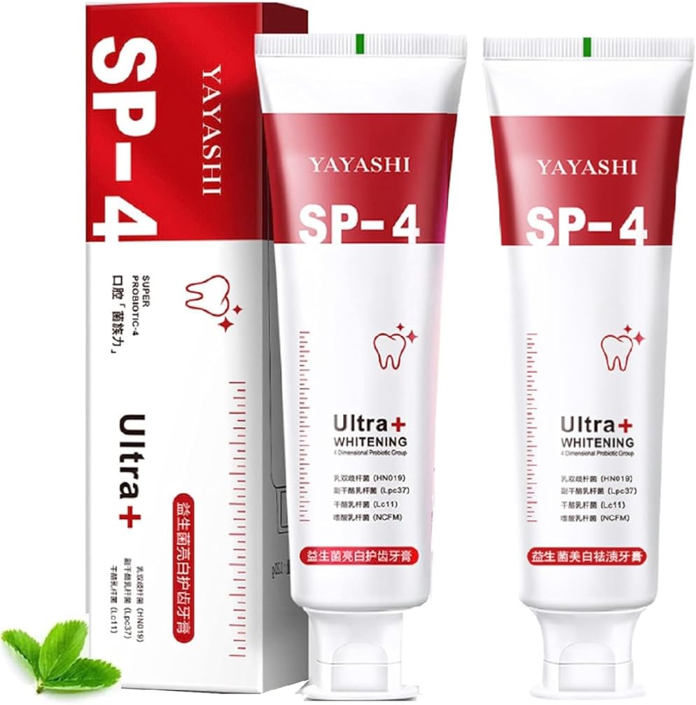 2PCS YAYASHI SP-4 Probiotics Whitening Toothpaste, Yiliku Sp-4 Super Probiotic-4 Toothpaste, Fresh Breath Toothpaste (Red)