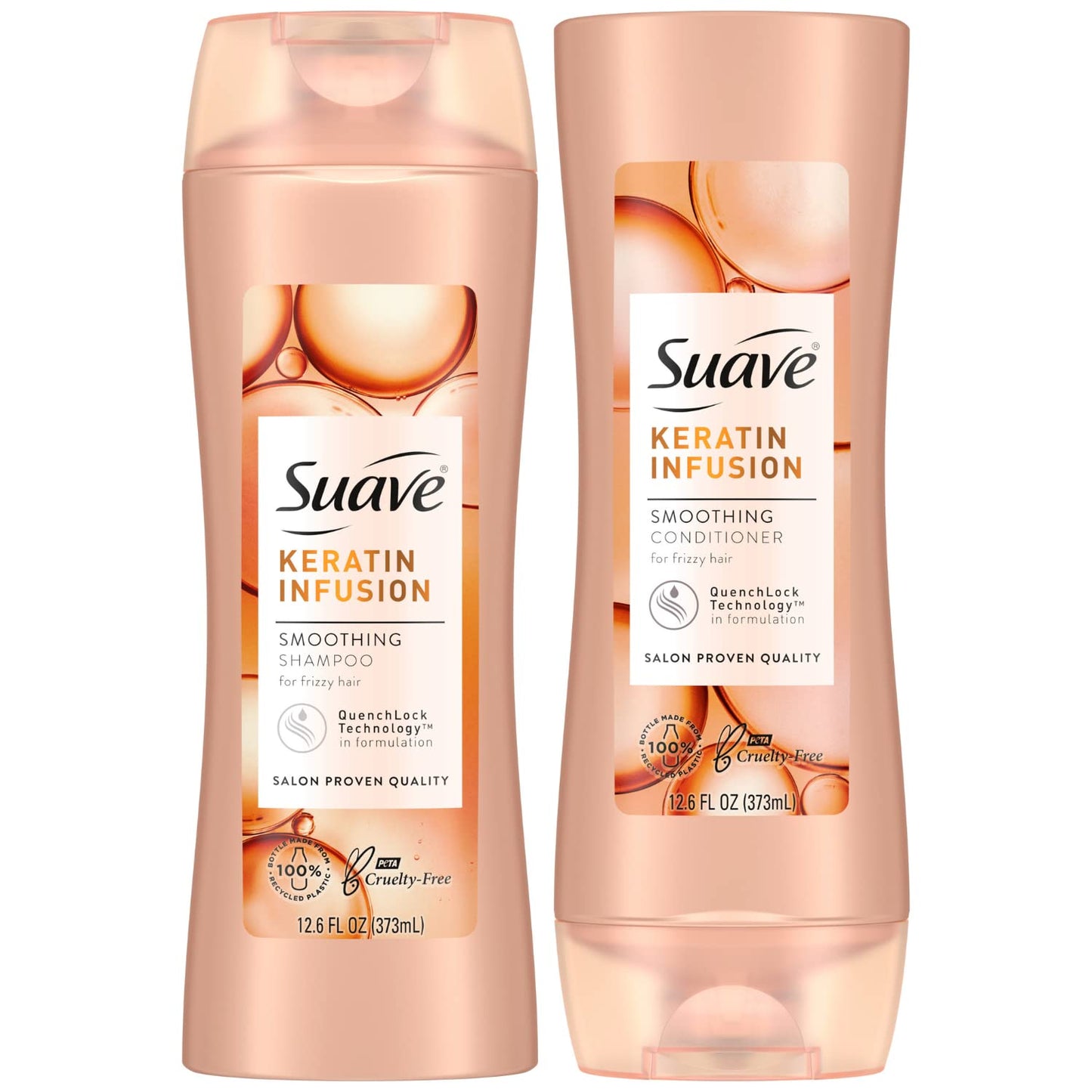 Suave Shampoo and Conditioner Set, Keratin Infusion, Smoothing ÐKeratin Hair Treatment & Detangler, 48H Frizz Control, Anti-Frizz Hair Products, 12.6 Oz Ea (2 Piece Set)