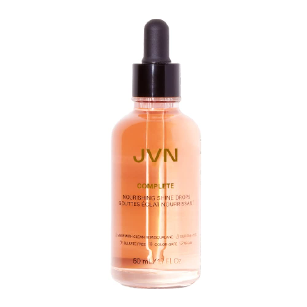 JVN Complete Nourishing Shine Drops, Hair Oil for Hydration and Long-Term Hair Health, Styling Oil for All Hair Types, Sulfate Free (1.7 Fl Oz)
