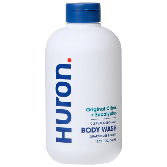 Huron MenÕs Moisturizing Body Wash Ð Crisp & Invigorating Scent of Citrus, Eucalyptus, Mint, & Aromatic Greens - Made With Coconut Oil, Vitamin E & Witch Hazel Ð Vegan, Cruelty-Free - 12.2 fl oz
