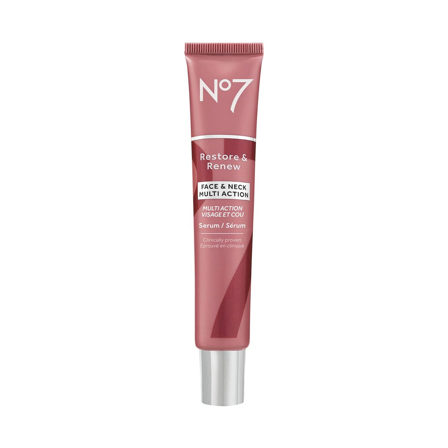 No7 Restore & Renew Face & Neck Multi Action Serum, Collagen Enriched Skincare Solution with Retinol for Mature Skin, Hydration Boost, 1.69 Fl Oz