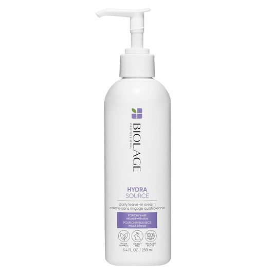 Biolage Hydra Source Daily Leave-In Cream | Smooths Dry, Frizzy Hair & Prevents Breakage | Paraben-Free | For Fine To Medium Hair | Vegan | Helps Repair Split Ends | Salon Treatment | 8.5 Fl. Oz