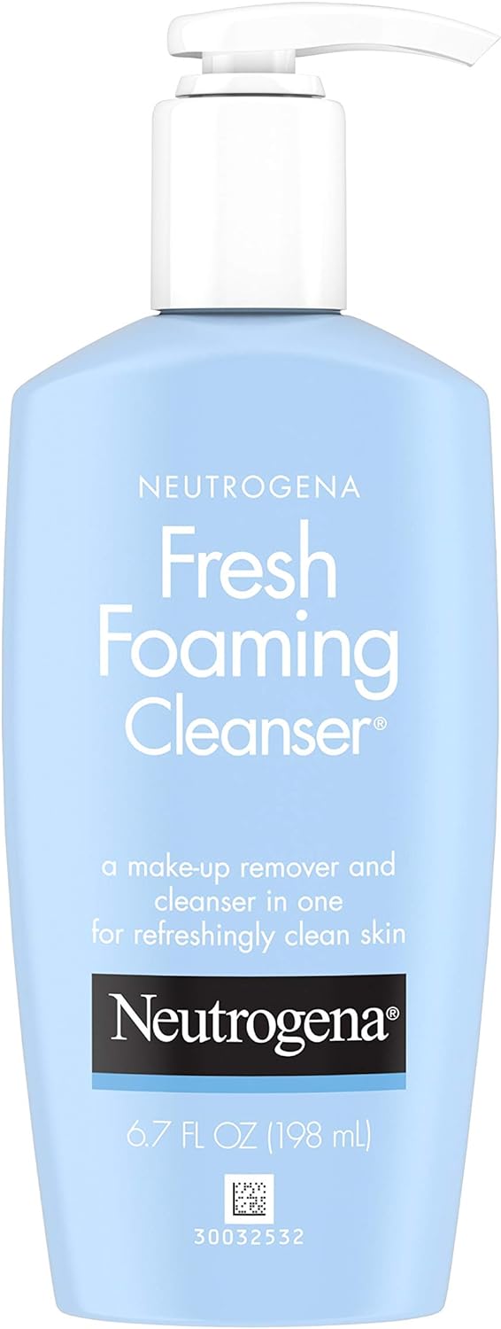 Neutrogena Fresh Foaming Gentle Daily Facial Cleanser & Makeup Remover, Soap Free, Removes Dirt, Oil & Waterproof Makeup, Non-Comedogenic & Hypoallergenic, 6.7 fl. oz