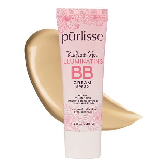 Purlisse Radiant Glow Illuminating BB Cream Spf30 Hydrating and Moisturizing Natural Organic Cruelty-free Sulphate & Paraben Free For All Skin Even Sensitive Skin 1.4 Fl Oz (Light Medium)