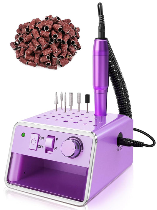 Subay Nail Drill Machine Electric File, Portable for Acrylic Gel Dip Powder Nails, All in One Nail Drill Kit for Manicure Pedicure, Nail Set with Everything, Purple