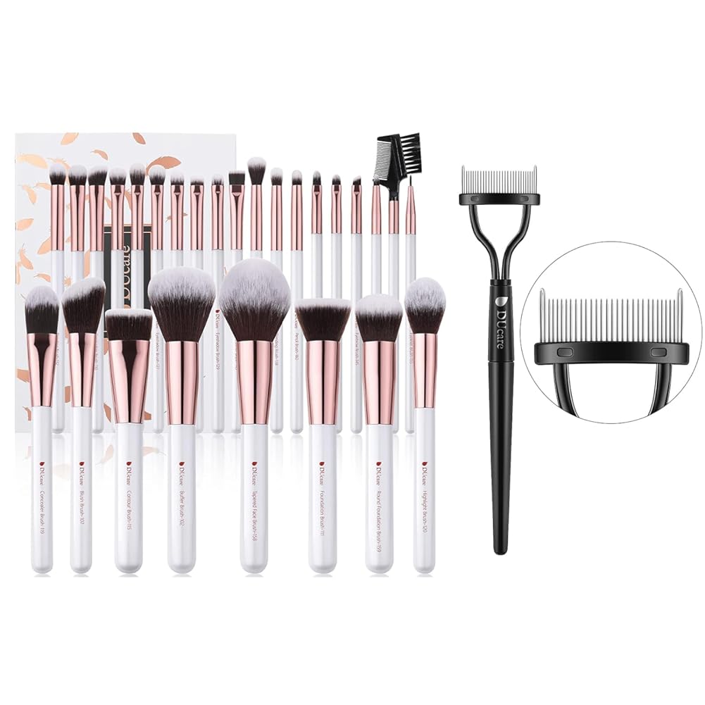 DUcare Makeup Brushes Set Professional 27Pcs+Eyelash Comb