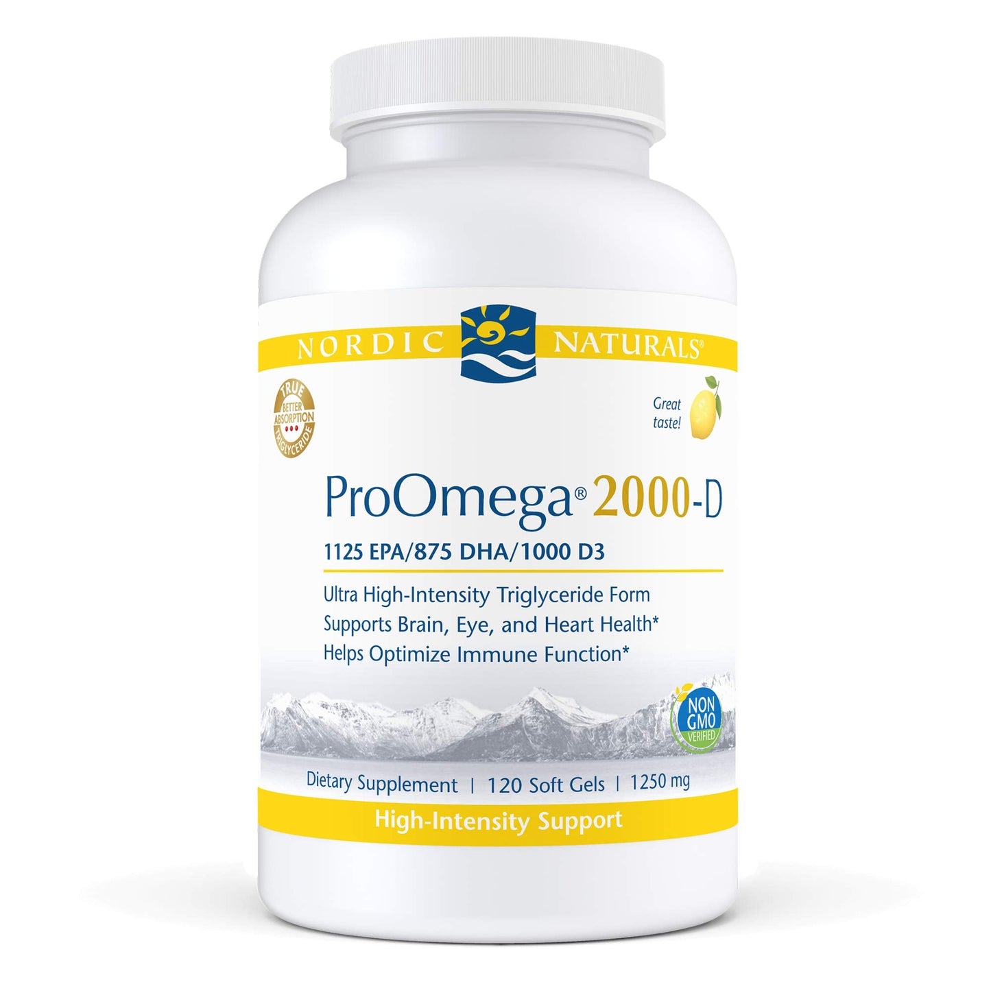 Nordic Naturals ProOmega 2000-D Lemon Flavor, 120 Softgels