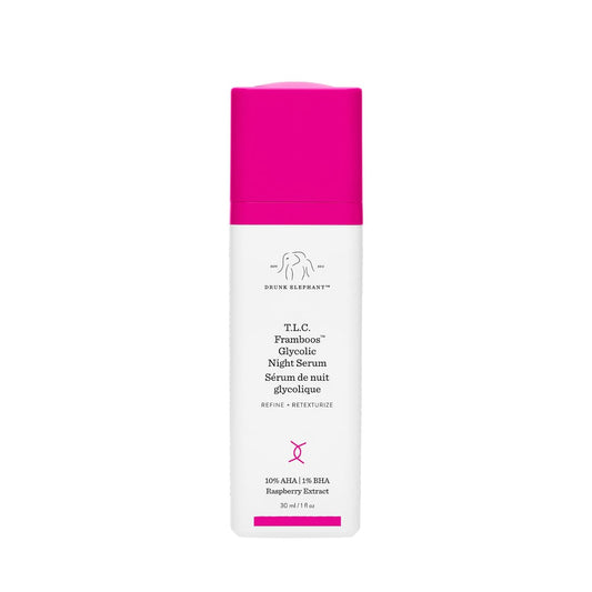 Drunk Elephant T.L.C. Framboos Glycolic Night Serum - Skin Care Brightening Night Serum. Repackaging (30 mL / 1 Fl Oz)