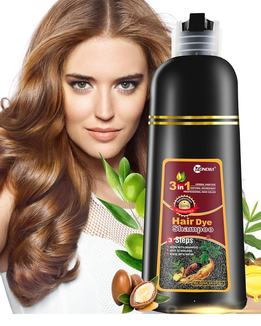 leorx Hair Dye shampool,3 In 1 Brown Color Shampoo Hair Dye For Refresh Hair Instant Herbal Coloring Shampoo For Women&Men-Ammonia Free-Tintes Para El Cabello Profesional