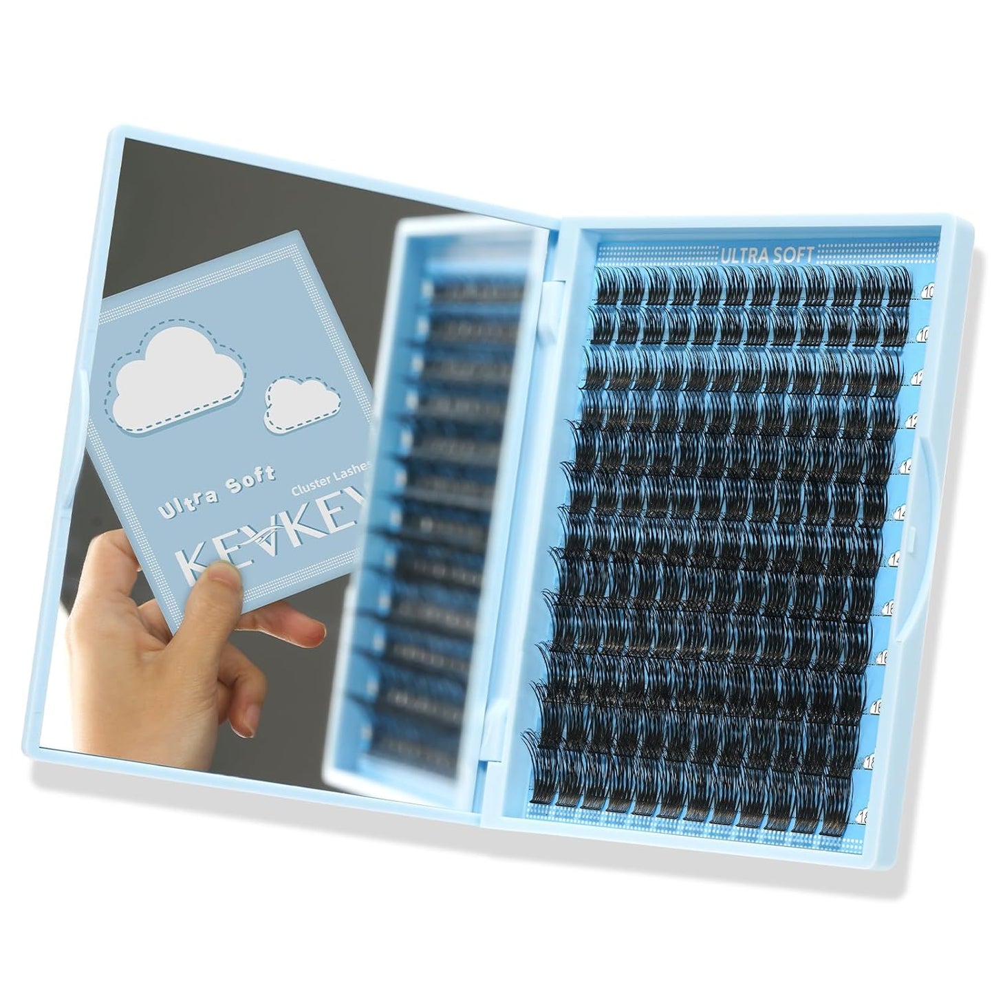 KevKev Lash Clusters Individual Lashes Flat Style Eyelash Clusters 144 Pcs Wispy Cluster Lashes Cluster Eyelash Extensions Thin Band & Soft (Taffee,D-10-18mix)