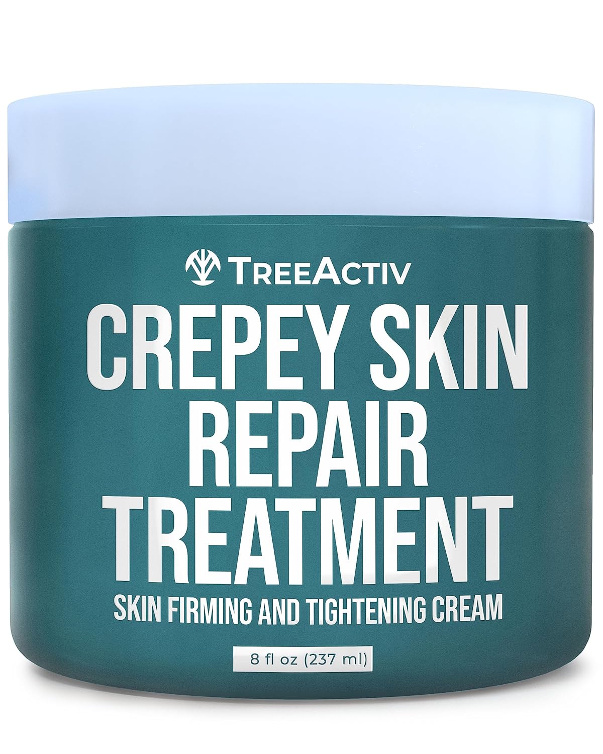 TreeActiv Crepey Skin Repair Treatment, 8oz, Firming Cream For Face and Neck, Skin Firming and Tightening Lotion with Hyaluronic Acid, Crepey Skin Treatment that Moisturizes Dry Crepe Skin, 500+ Uses