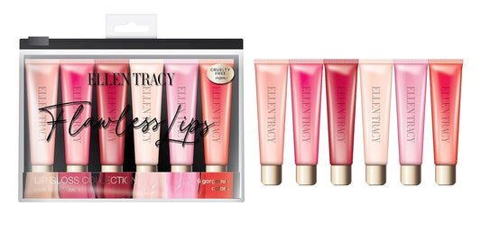ELLEN TRACY Flawless Lips 6 Piece Lip Gloss Collection - 6 Gorgeous Colors | 12ML Each | Vegan and Cruelty-Free Formula | Moisturizing and High-Shine Finish