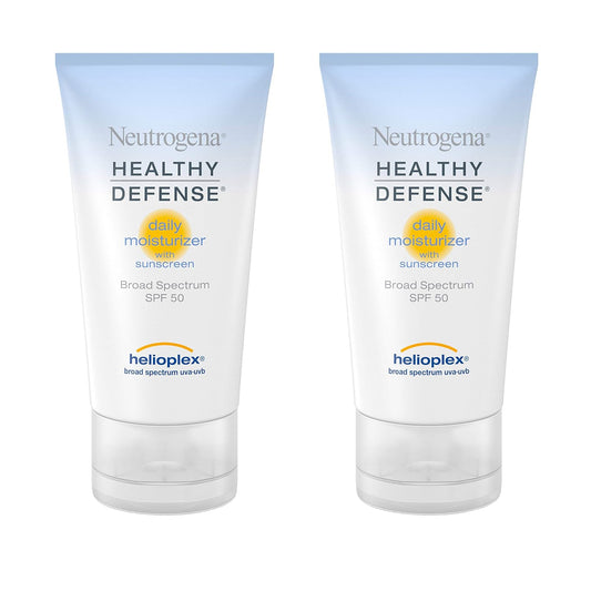Neutrogena Healthy Defense Daily Moisturizer with SPF 50 and Vitamin E, Lightweight Face Lotion with SPF 50 Sunscreen and Antioxidants, Vitamin C & Vitamin E, 1.7 fl. oz (Pack of 2)
