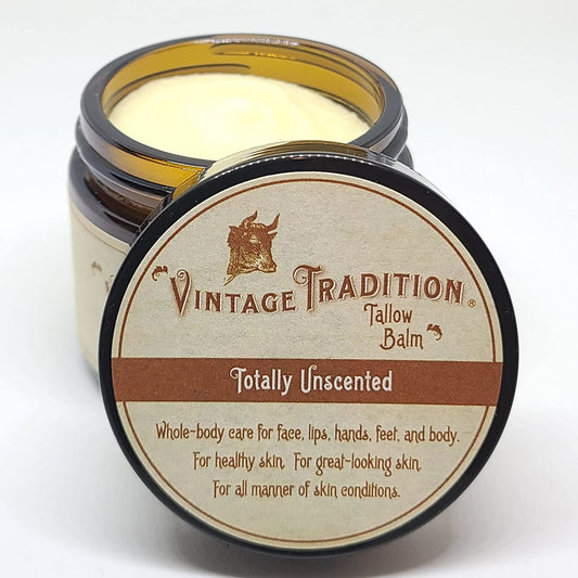 Vintage Tradition Beef Tallow Balm for Skin Care Ð Unscented, All Purpose Balm for Sensitive Skin Heals and Hydrates with Olive Oil + Tallow from Grass-Fed Cows Ð Beef Tallow for Skin, 2 fl. oz.