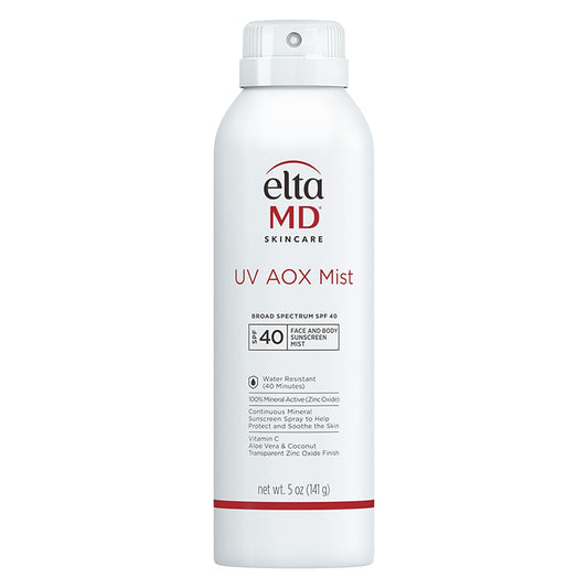 EltaMD UV AOX Mist Mineral Sunscreen Spray SPF 40, Zinc Oxide, 5 oz Bottle, Water Resistant up to 40 Minutes, Broad Spectrum UVA/UVB Protection, Fragrance Free
