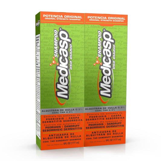 Medicasp Coal Tar Gel Dandruff Shampoo 2-Pack: 0.5% Coal Tar for Dandruff, Seborrheic Dermatitis, Psoriasis Relief, Reduces Itching, Scalp Flaking, Effective from First Use - 6 Fl Oz Each