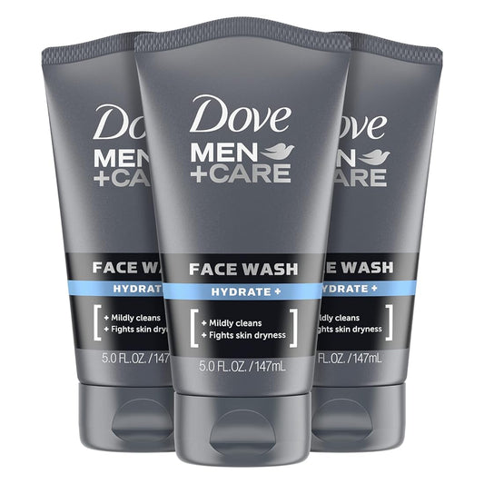 DOVE MEN + CARE Face Wash Hydrate Plus Skin Care, 5 Oz, 3 Count