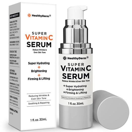 Super Vitamin C Serum for Women Over 70: Niacinamide, Vitamin C, Hyaluronic Acid, Peptides, Vitamin E, Caffeine, Bakuchiol, Hydrating, Lifting, Wrinkle & Age Spots Reduction