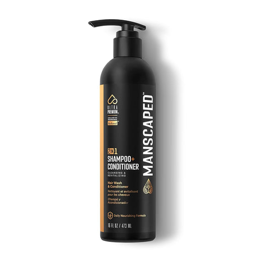 MANSCAPED¨ 2 In 1 Shampoo & Conditioner, UltraPremium Formula Infused with Sea Kelp, Coconut Water, Aloe for Nourishing and Hydrating Hair (16 oz)