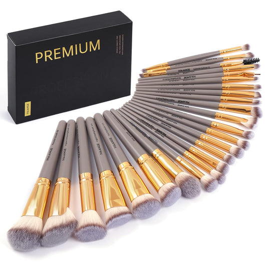 Makeup Brushes, 25pcs Makeup Brush Set Premium Synthetic Concealer Blush Foundation Eyeshadow Brush Professional Make up Brushes with Gift Box(Gray)