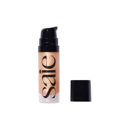 Saie Mini Glowy Super Gel Lightweight Illuminator - Luminizer for Glowing Skin, Wear Alone or Under Makeup - Sunglow (0.5 fl oz)