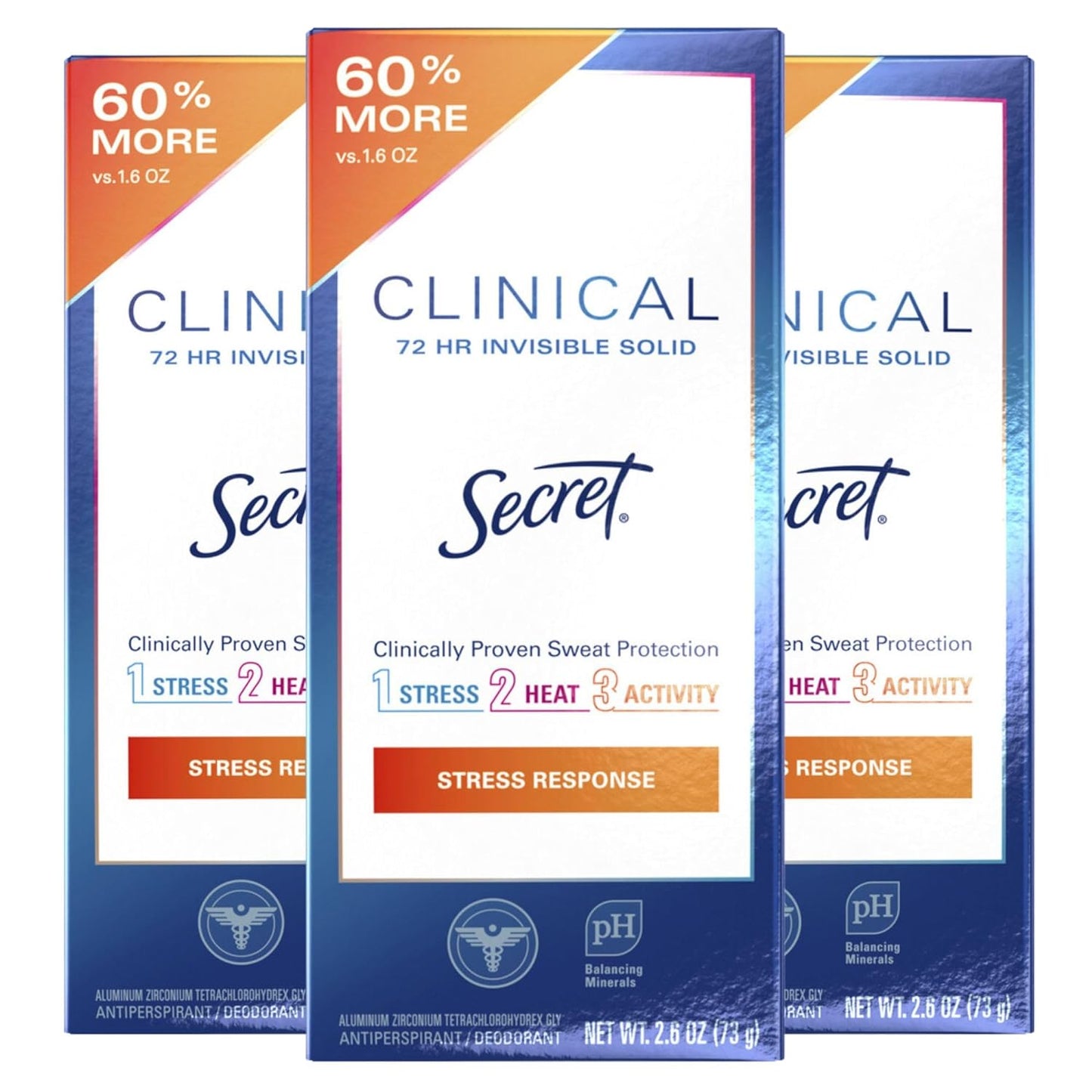 Secret Clinical Strength Invisible Solid Antiperspirant and Deodorant for Women, Stress Response, 2.6 oz