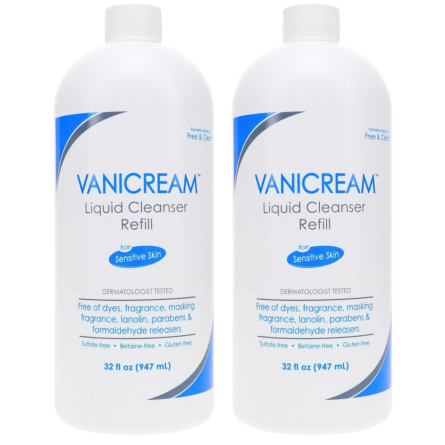 Vanicream Free & Clear Liquid Cleanser Refill 32 oz (Pack of 2)