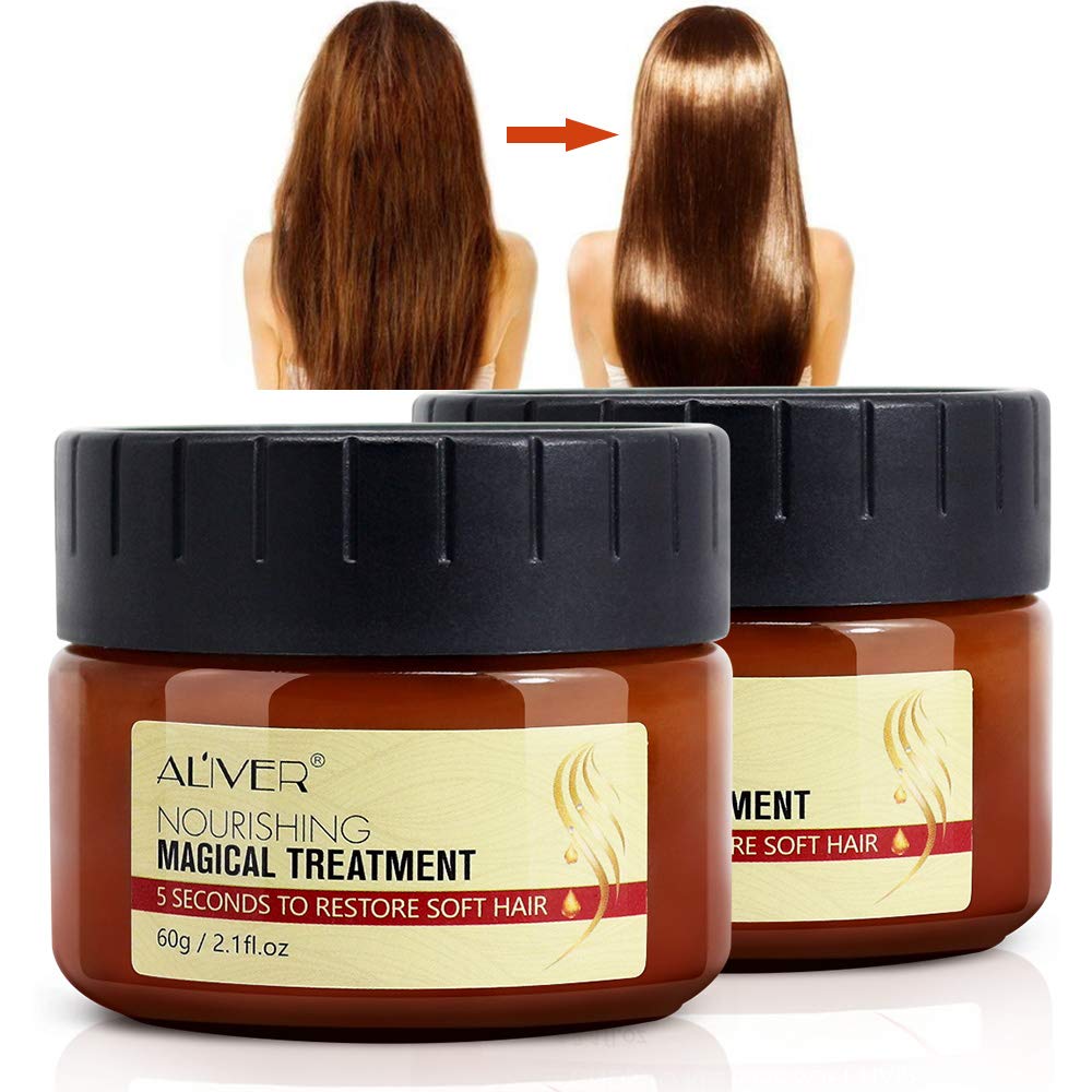 NIFEISHI Magical Keratin Hair Treatment Mask, 2pcs Advanced Molecular Hair Roots Professtional Hair Conditioner, 5 Seconds to Restore Soft Hair, Deep Suitable for Dry & Damaged Hair-60ml